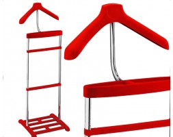 Valet Stand, Red Suede